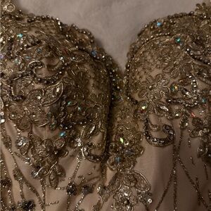 Elegant Gold Embellished Mini Dress